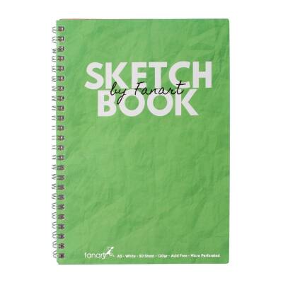Fanart Sketch Book A5 Spiralli Beyaz Kağıt Yeşil Kapak 120gr 50yp - 1