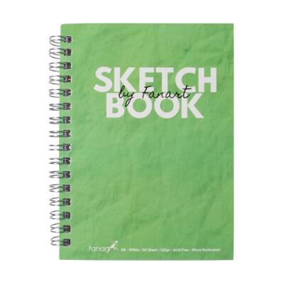 Fanart Sketch Book A6 Spiralli Beyaz Kağıt Yeşil Kapak 120gr 50yp - 1