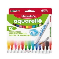 Fibracolor Aquarell Suda Çözünebilen Keçeli Kalem 12 Renk - 1