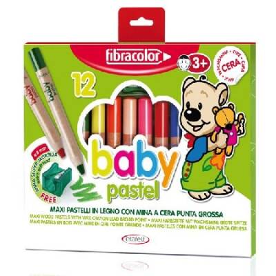 Fibracolor Baby Pastel 1+ Yaş Bebekler İçin Kalın Pastel Kalem 12 Renk - 1