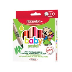 Fibracolor Baby Pastel 1+ Yaş Bebekler İçin Kalın Pastel Kalem 6 Renk - 1
