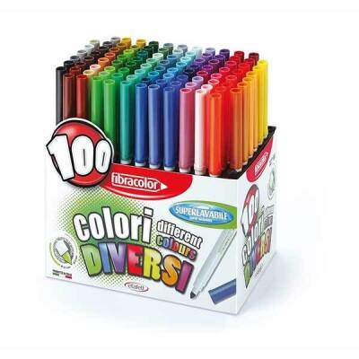 Fibracolor Colori Diversi 100 Renk Marker Keçeli Kalem Seti - 1