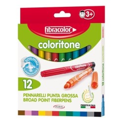 Fibracolor Coloritone Kalın Uçlu Keçeli Kalem 12 Renk - 1