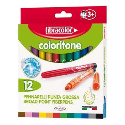 Fibracolor Coloritone Kalın Uçlu Keçeli Kalem 12 Renk - 1