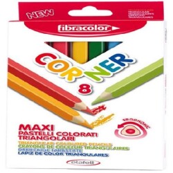 Fibracolor Corner Maxi Üçgen Kalın Kuru Boya 8 Renk - 1