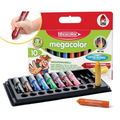 Fibracolor Megacolor Super Washable Su Bazlı Keçeli Kalem 10 Renk - 1