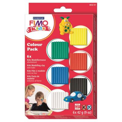 Fimo Kids Polimer Kil Seti 42 gr x 6 Renk Mat Renkler - 1