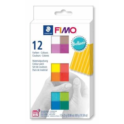 Fimo Soft Polimer Kil Seti 25 gr x 12 Renk Brilliant (Canlı) Renkler - 1