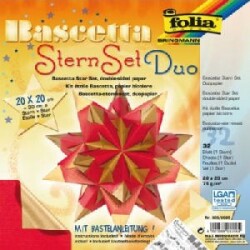 Folia Bascetta Star Kit Çift Yüzeyli Kağıt 75 gr. 20x20 cm. 32 Yaprak Hot Red/Gold - Folia