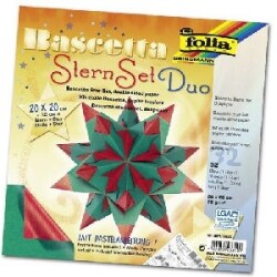 Folia Bascetta Star Kit Çift Yüzeyli Kağıt 75 gr. 20x20 cm. 32 Yaprak Hot Red/Green - Folia