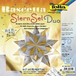 Folia Bascetta Star Kit Çift Yüzeyli Kağıt 75 gr. 20x20 cm. 32 Yaprak Silver/Gold - Folia