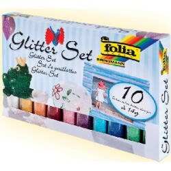 Folia Glitter Set 10 Renk x 14 gr. Toz Sim - 1