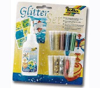Folia Glitter Set 6 Toz Sim + 2 Yıldız + Kalp + Kar + Hobi Yapıştırıcı 90 ml. - 1