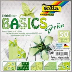 Folia Origami Kağıdı 15x15 cm. 5 Desen 50 Yaprak Basic Yeşil - 1