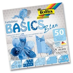 Folia Origami Kağıdı 20x20 cm. 5 Desen 50 Yaprak Basic Mavi - 1