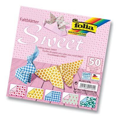 Folia Origami Kağıdı 20x20 cm. 5 Desen 50 Yaprak Sweet - 1