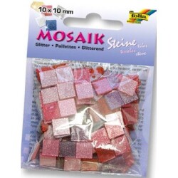 Folia Simli Mozaik 10x10 mm. 190 Adet GLİTTER PEMBE - 1