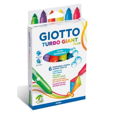 Giotto Turbo Giant Fluo Konik Uçlu Jumbo Keçeli Kalem 6 Renk - 1