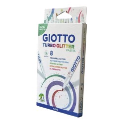 Giotto Turbo Glitter Simli Keçeli Kalem 8 Renk Pastel Tonlar - 1