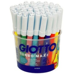 Giotto Turbo Maxi Kalın Uçlu Keçeli Boya Kalemi 48'li Pot (12 Renk x 4 Adet) - 1