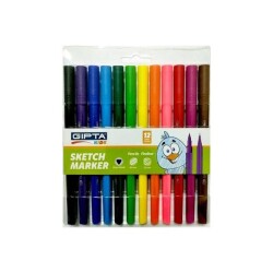 Gıpta Sketch Marker Fırça Uç + Fineliner Çift Uçlu Kalem 12 Renk - 1