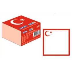 Gıpta Türk Bayrağı Desenli Yapışkanlı Not Kağıdı 70x70 mm 400 yp. - 1