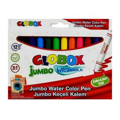 Globox Jumbo Keçeli Kalem Yıkanabilir 12 Renk - 1