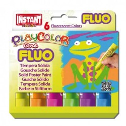 Instant Playcolor One Fluo Solid Poster Paint (Jel Guaj Boya) 6 Fosforlu Renk - 1