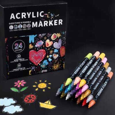 Keep Smiling Çift Uçlu Akrilik Marker 24 Renk - 1