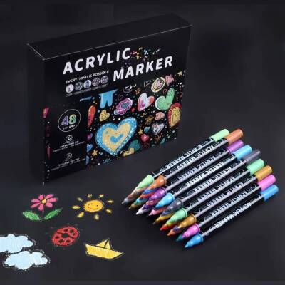 Keep Smiling Çift Uçlu Akrilik Marker 48 Renk - 1