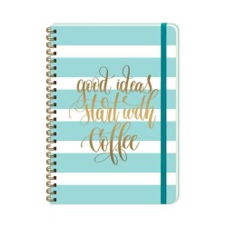 Keskin Color Daily Notes Sert Kapak Spiralli Defter A5 80 yp Çizgili - Muse Good Ideas Start With Coffee - 1