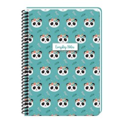 Keskin Color Everyday Notes Sert Kapak Spiralli Defter 14x20 cm 80 yp Çizgili - Pretty Pets Panda - 1