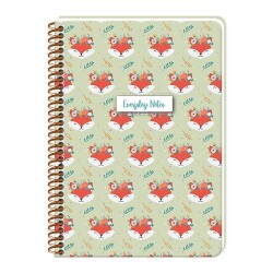 Keskin Color Everyday Notes Sert Kapak Spiralli Defter 14x20 cm 80 yp Çizgili - Pretty Pets Tilki - 1