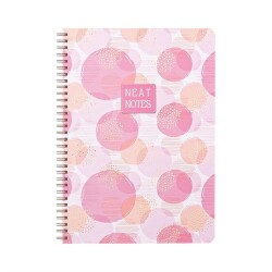 Keskin Color Neat Notes 20x28 Spiralli Defter 100 yp Çizgili Bubbles Pembe - 1