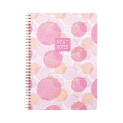 Keskin Color Neat Notes 20x28 Spiralli Defter 100 yp Çizgili Bubbles Pembe - 1