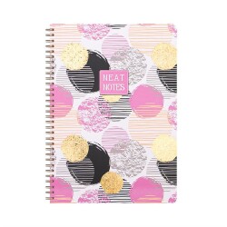 Keskin Color Neat Notes 20x28 Spiralli Defter 100 yp Çizgili Bubbles Siyahlı - 1