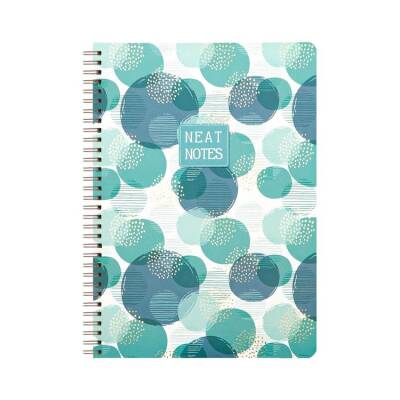 Keskin Color Neat Notes 20x28 Spiralli Defter 100 yp Çizgili Bubbles Yeşil - 1