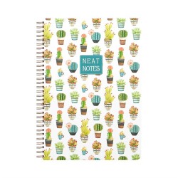 Keskin Color Neat Notes 20x28 Spiralli Defter 100 yp Çizgili Cactus Love Beyaz - 1