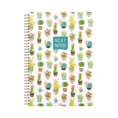 Keskin Color Neat Notes 20x28 Spiralli Defter 100 yp Çizgili Cactus Love Beyaz - 1