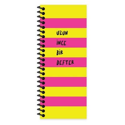 Keskin Color Uzun İnce Bi Defter Sert Kapak Spiralli 8x21 cm 140 yp Çizgisiz Pembe - 1