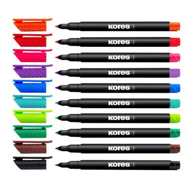 Kores K-Marker Permanent P1-M Asetat Kalemi 10 Renk Set - 1