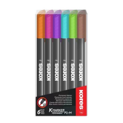 Kores K-Marker Permanent P1-M Asetat Kalemi 6 Renk Set - 2