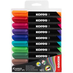 Kores K-Marker XP1 Permanent Marker Yuvarlak Uç 10 Renk - 1