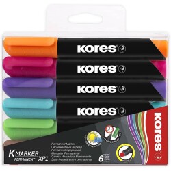 Kores K-Marker XP1 Permanent Marker Yuvarlak Uç 6 Renk - 1
