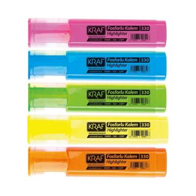 Kraf 330 Fosforlu İşaretleme Kalemi 5 Renk Set - 1