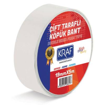 Kraf Çift Taraflı Köpük Bant 19 mm x 5 mt - 1