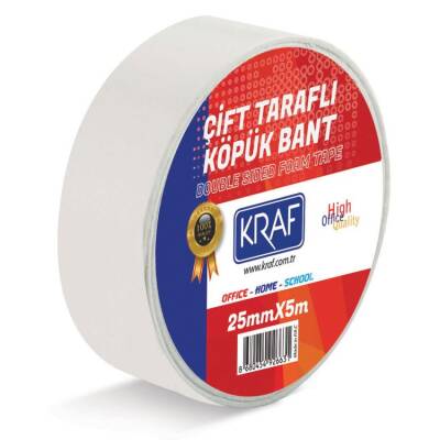 Kraf Çift Taraflı Köpük Bant 25 mm x 5 mt - 1