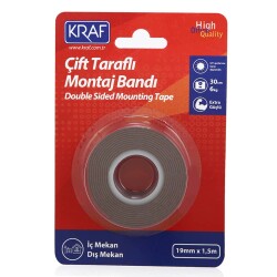 Kraf Çift Taraflı Montaj Bantı Extra Güçlü Dış Mekan 19 mm x 1,5 mt - 1