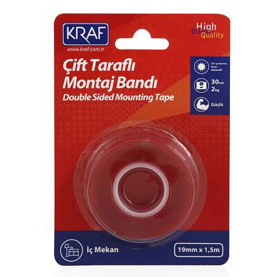 Kraf Çift Taraflı Montaj Bantı İç Mekan 19 mm x 1,5 mt - 1