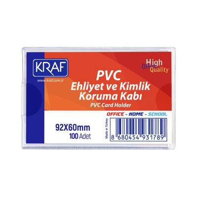 Kraf Ehliyet ve Kimlik Koruma Kabı PVC 92x60 mm 100'lü Paket - 1